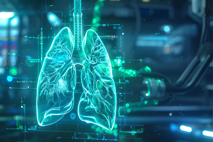 Representación digital de pulmones humanos con tecnología avanzada